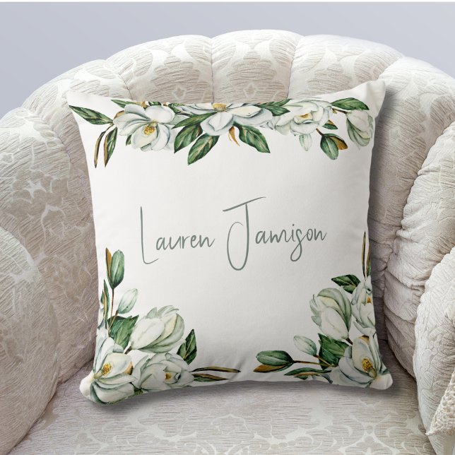 Almofada Verde Floral Branco (Criador carregado)