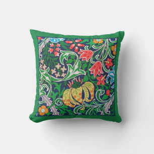 Almofada Verde floral de Nouveau da arte, esmeralda