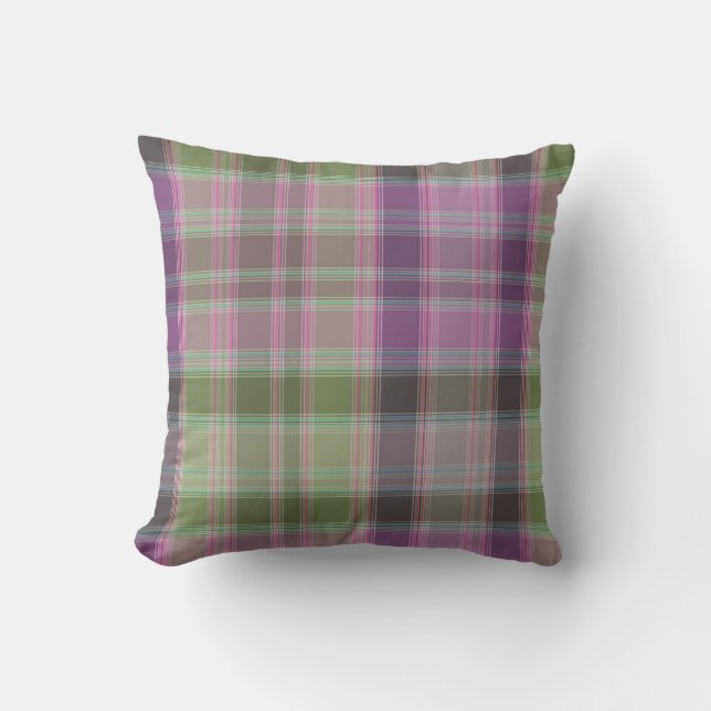 Almofada Verde, lilac clássico tartan (Frente)
