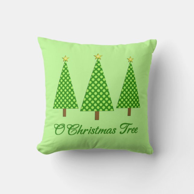 Almofada Verde limão Bolinhas Árvores de Natal Modernas (Frente)