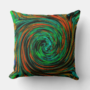 Almofada Verde limão e Grelha de Abstrato Laranja