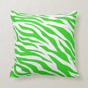 Almofada Verde limão Zebra branca tira impressões animais