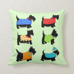 Almofada Verde preto dos cães de Terrier do Scottie