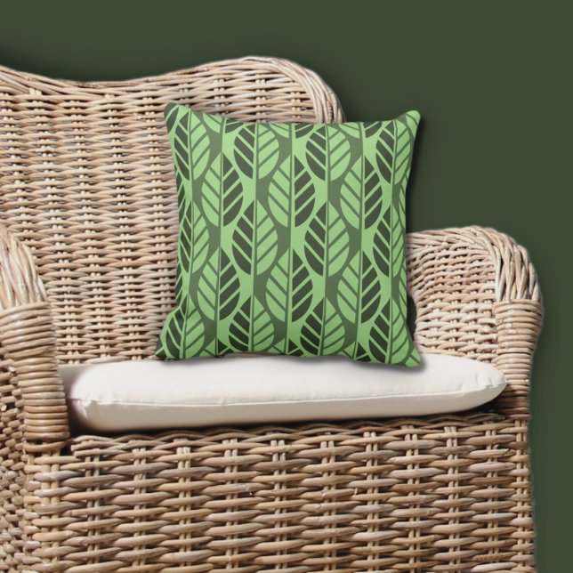 Almofada Verdes de Verão deixam padrão repetido (Summer Green Leaves Repeat Pattern Throw Pillow, Entryway
)