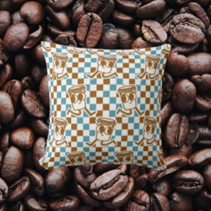 Almofada Verificação de Café Teal e Brown