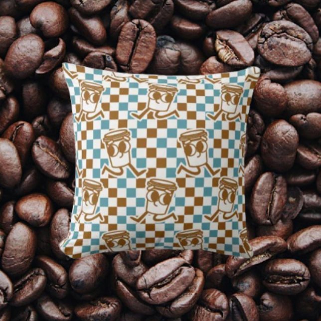Almofada Verificação de Café Teal e Brown (Criador carregado)