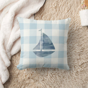 Almofada Verificação de Gingham Azul Náutico
