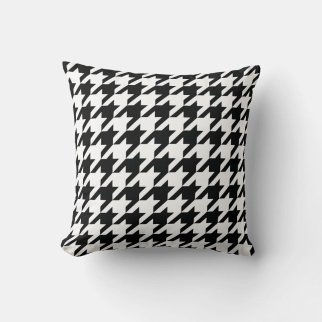 Almofada Verificação de houndstooth Clássico Branco Preto (Frente)