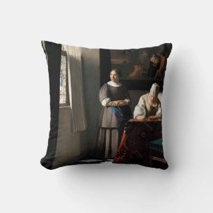 Almofada Vermeer - Senhora Escrevendo uma carta com sua aju