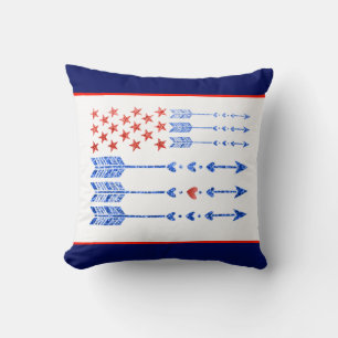Almofada Vermelho, branco, azul, bandeira, estrelas, setas,