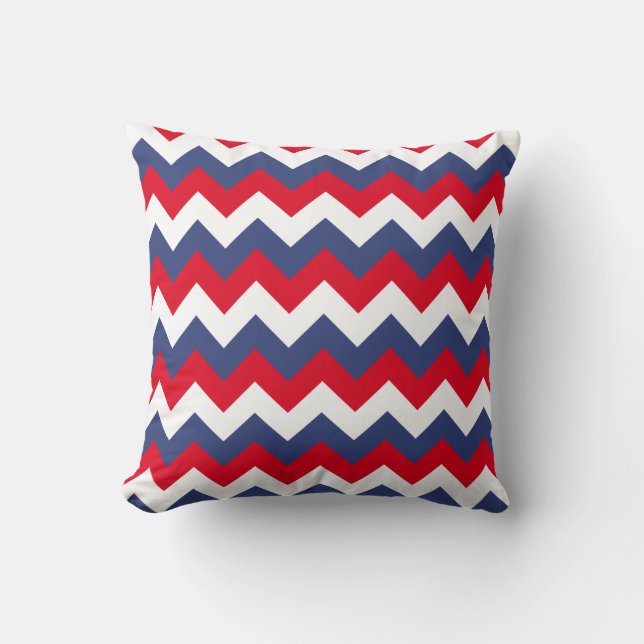 Almofada Vermelho Branco e Azul Ziguezague (Frente)