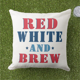 Almofada Vermelho Branco e Cerveja Patriótico Engraçado