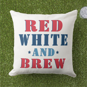 Almofada Vermelho Branco e Cerveja Patriótico Engraçado