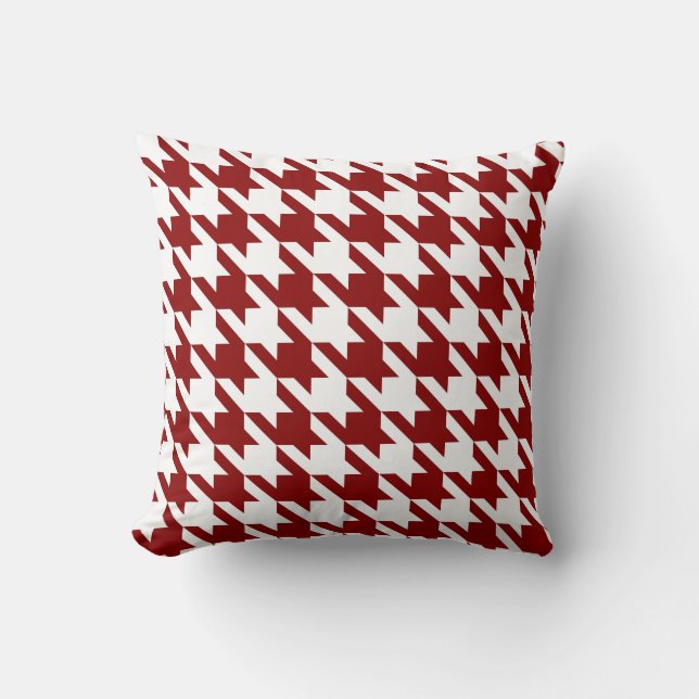 Almofada Vermelho branco Pied De Poule Houndstooth (Frente)