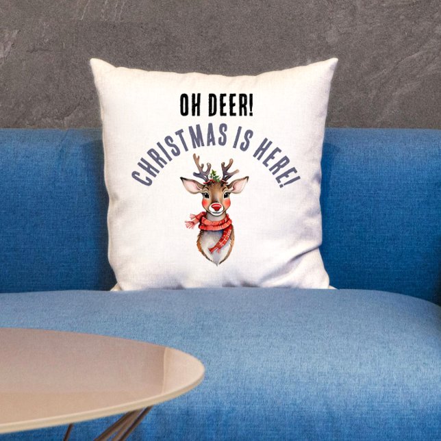 Almofada Vermelho Cinto Rudolph Reindeer Watercolor (Criador carregado)