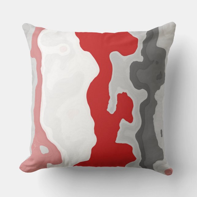 Almofada Vermelho, Cinza e Abstrato Branco (Frente)