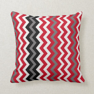 Almofada Vermelho, cinzas e branco Chevron