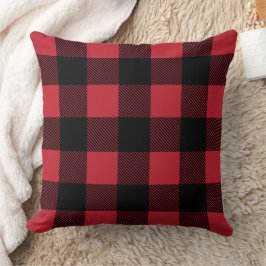 Almofada Vermelho Clássico Preto Plaid de Natal de Búfalo