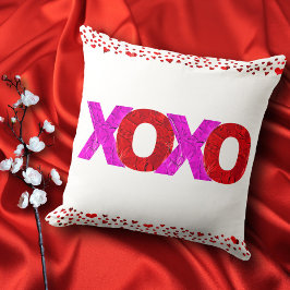 Almofada Vermelho cor-de-rosa XOXO coração moderno escuro c