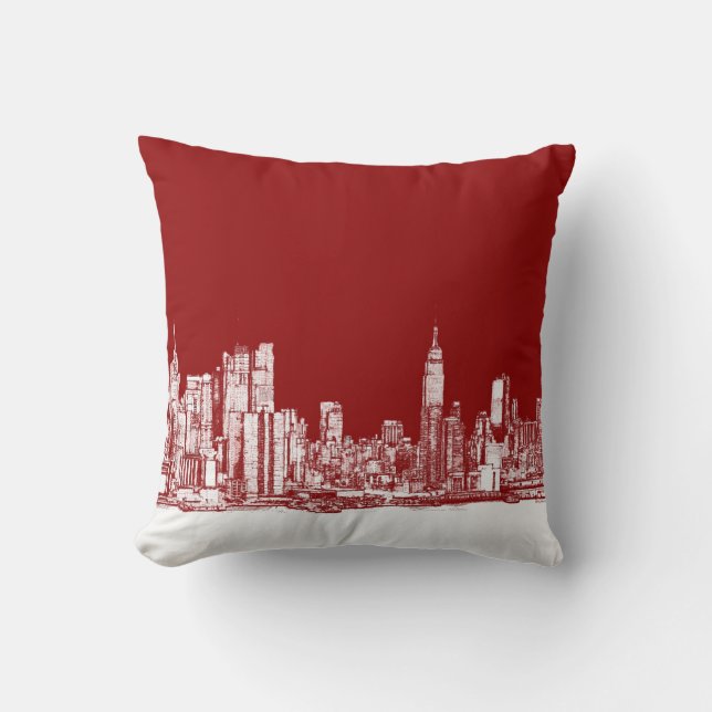 Almofada Vermelho corajoso de New York (Frente)