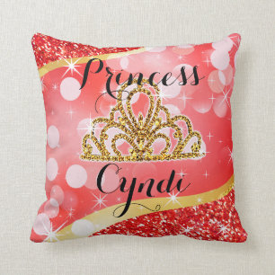 Almofada Vermelho da princesa Tiara Brilho Bling Bokeh