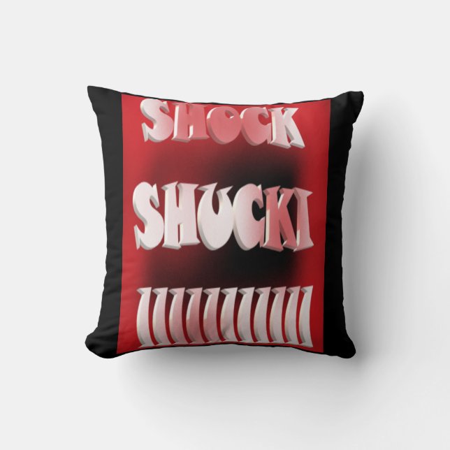 Almofada Vermelho de choque e padrão preto (Frente)