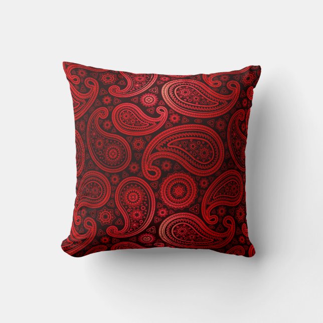 Almofada Vermelho de luxe do rubi de Paisley | (Frente)