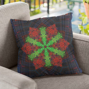 Almofada Vermelho de Mandala Verde e Azul