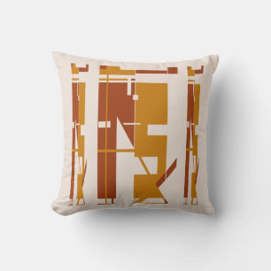 Almofada Vermelho Dourado no Mosaico de Arte Tribal Beige S