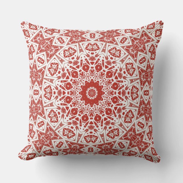 Almofada vermelho e branco, etnia bandana (Frente)
