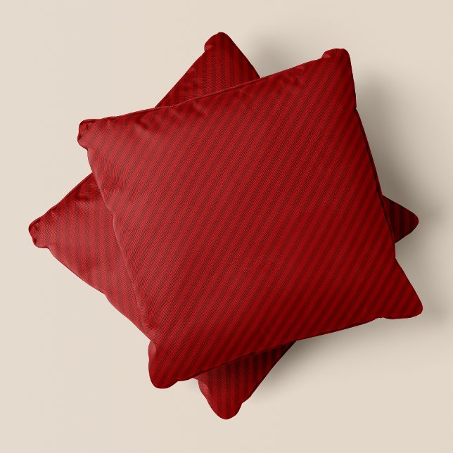 Almofada Vermelho Em Vermelho Simples E Ênfase Chic (Red On Red Striped Simple & Chic Accent Throw Pillow)