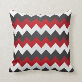 Almofada Vermelho escuro, Cinzas e Chevron branco ZigZag
