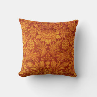 Almofada Vermelho Floral e Amarelo Dourado Design Wm Morris