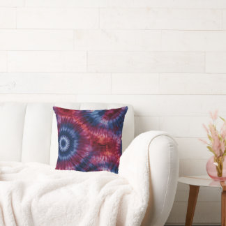 Almofada Vermelho Mal-humorado Azul e Roxo Tie Dye Espiral 