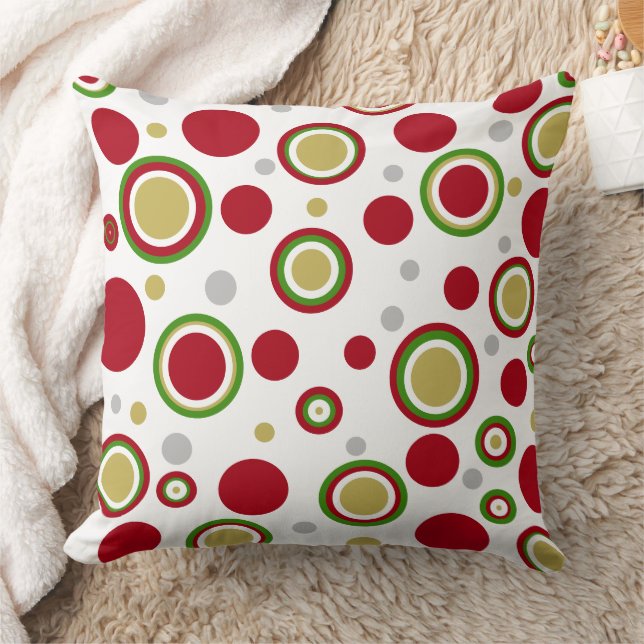 Almofada Vermelho Natal Verde Dourado Prata Pontos Polca (Cobertor)
