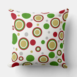 Almofada Vermelho Natal Verde Prata Dourado Pontos Polka