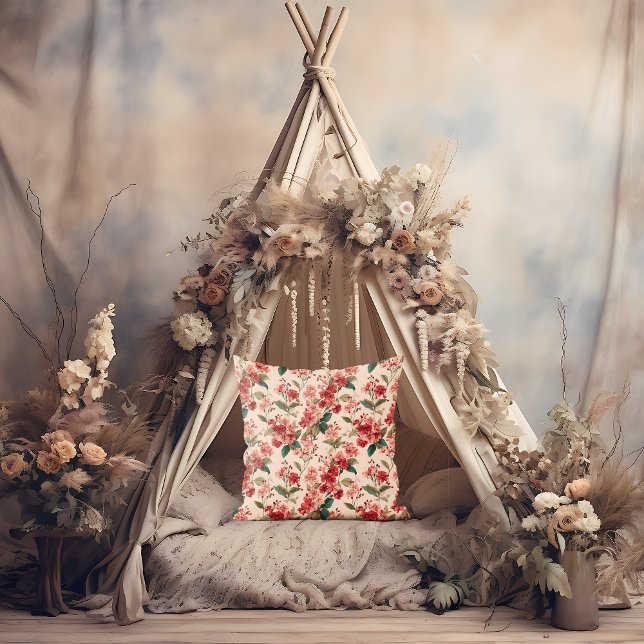 Almofada Vermelho no Rosa Hibiscus Floral (Criador carregado)