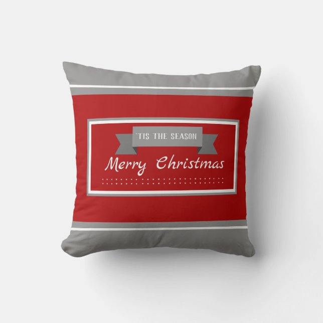 Almofada Vermelho Personalizado e Cinza de Natal Strike (Frente)