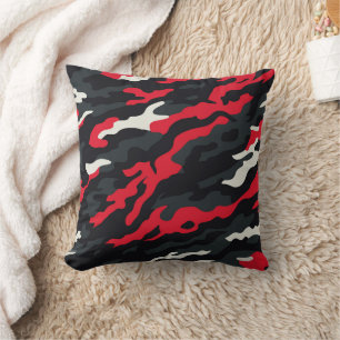 Almofada Vermelho Preto Cinza Branco Camuflagem Camo Padrão