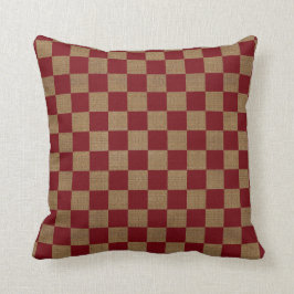 Almofada Vermelho rústico e serapilheira Checkered de Tan