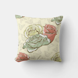 Almofada Vermelho, Teal, Rosa de Creme