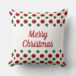 Almofada Vermelho Verde Branco Bolinhas de Natal Feliz Nata