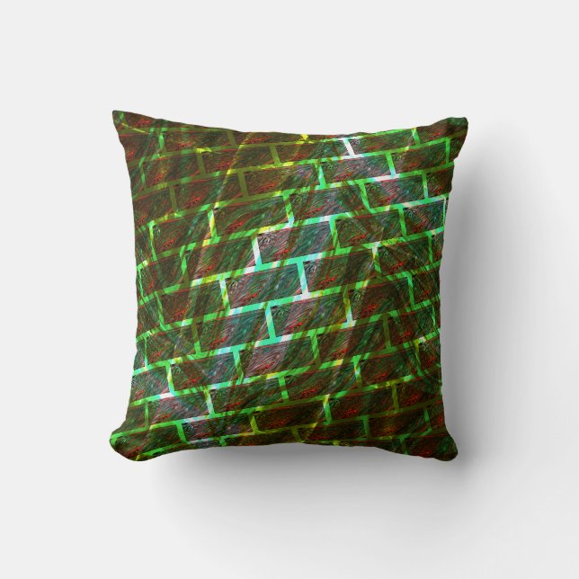 Almofada Vermelho verde manchado, arranhões, rede ou efeito (Frente)