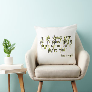 Almofada Verso da Escritura de Bíblia do John 15:18 KJV
