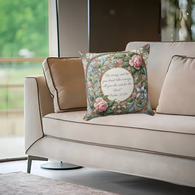Almofada Verso de Bíblia personalizável do Pastel Rosa (Criador carregado)