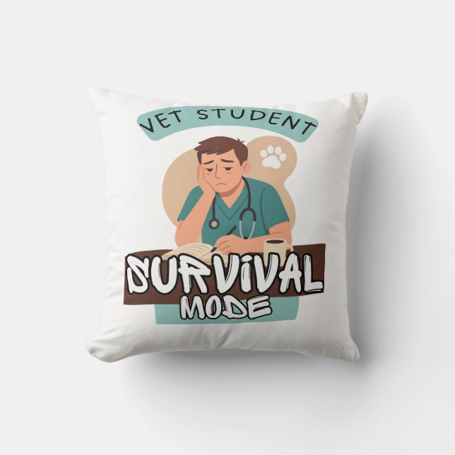 Almofada Vet Student Survival Mode – Vet Student Design (Frente)