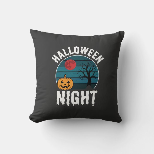 Almofada Vetor de árvore de abóbora da noite de Halloween (Frente)