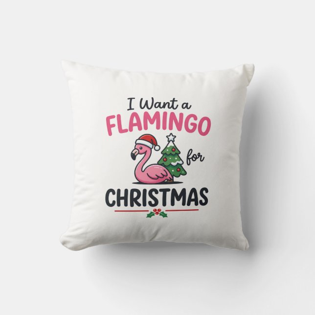 Almofada Vetor de Citação de Natal de Flamingo (Frente)