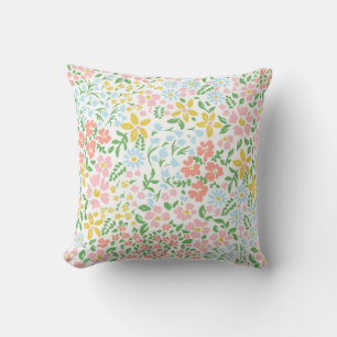 Almofada Vetor padrão floral sem costura em branco 