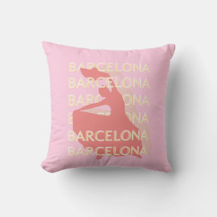 Almofada Viagem de Barcelona, Rosa, Pastel